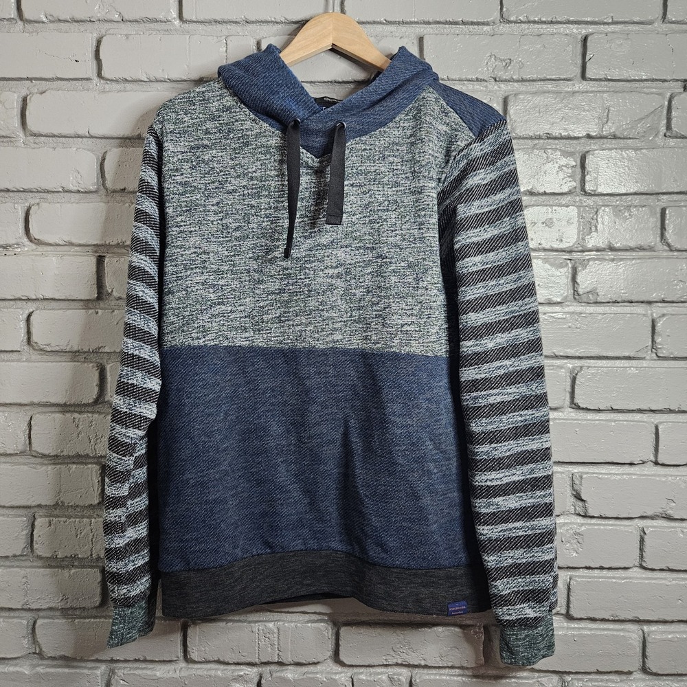 Scotch & Soda Mens The Peaks Knitwear Pullover Hoodie Large Blue Sweatshirt